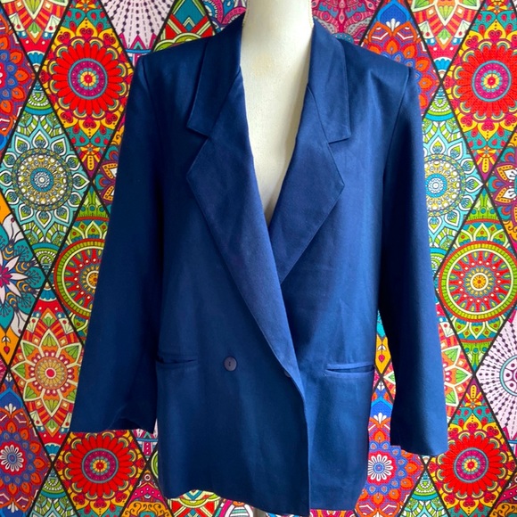 Sussan Jackets & Blazers - Deadstock Vintage 1980s Navy Blue Oversized Blazer Sz 12